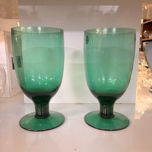 Green Glasses, Dinnerware, Drink-ware, cups, glass, vintage